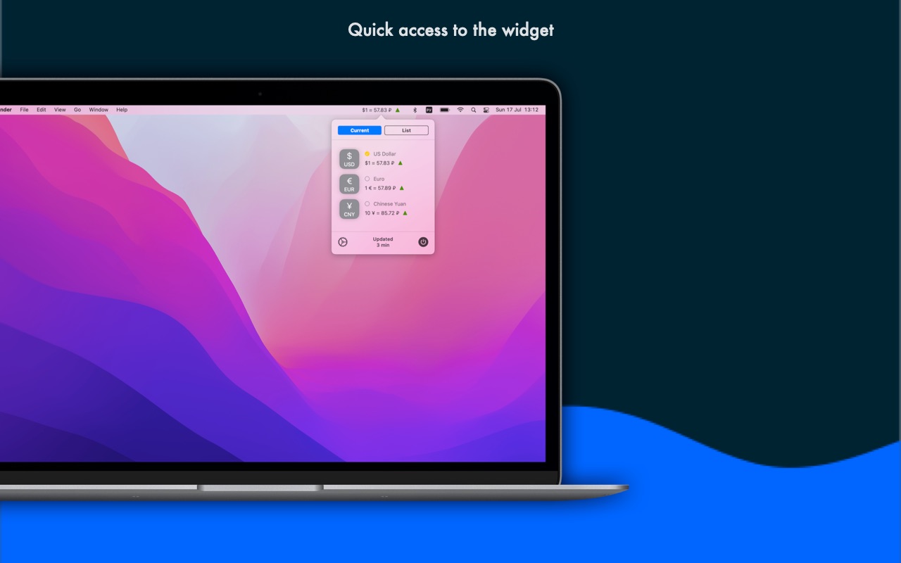 Quick access from the menu bar