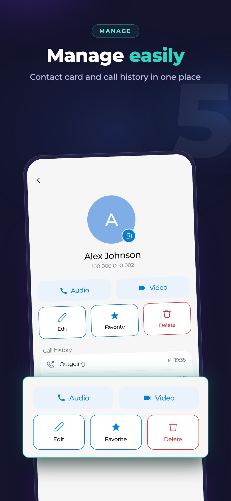 Manage contacts and history