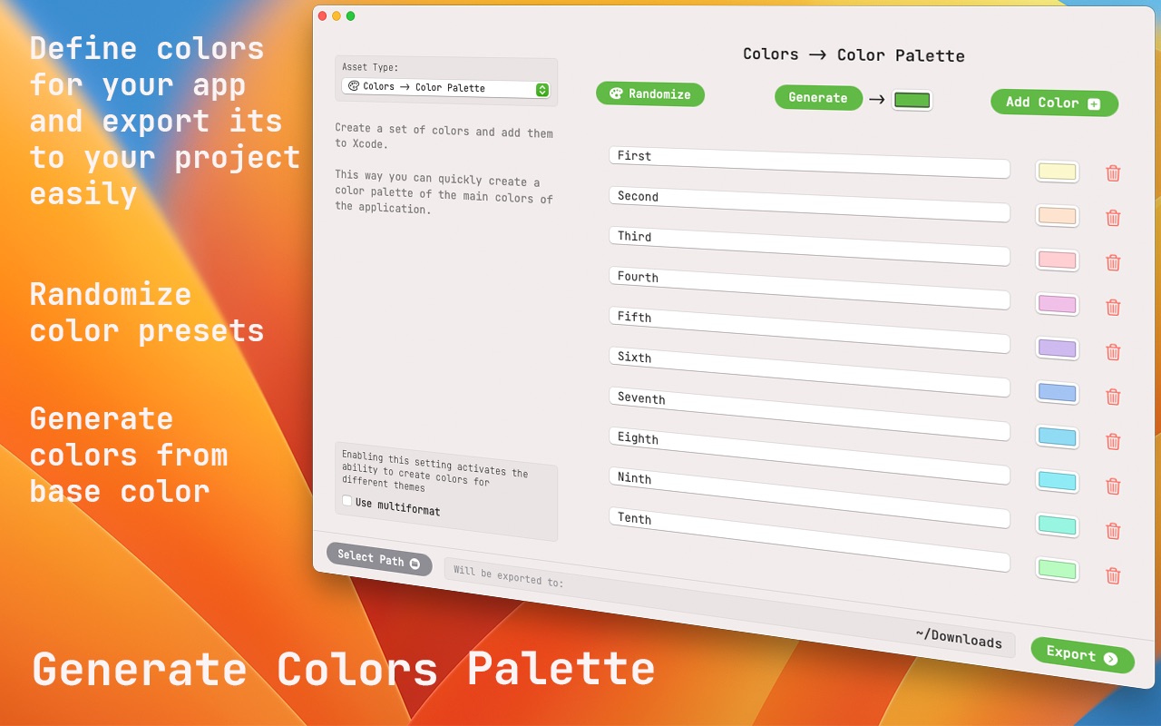 Colour palette