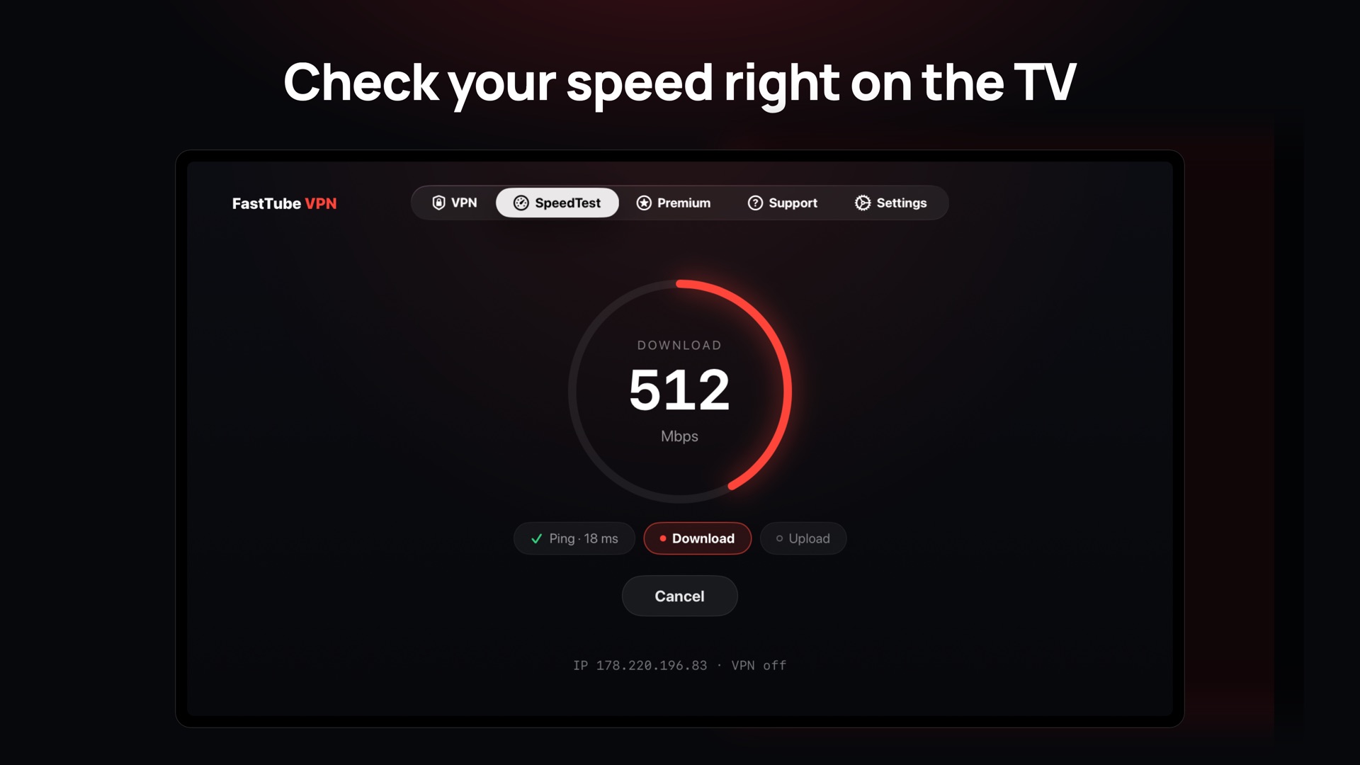 Speed test on the TV