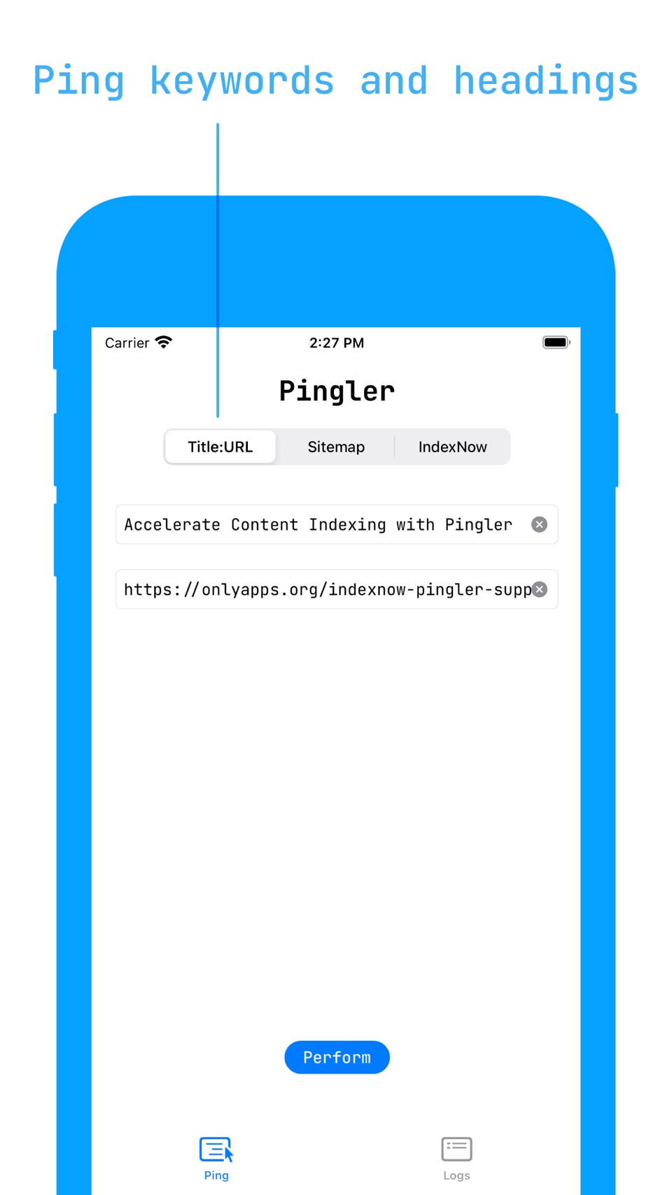 Ping keywords and headings